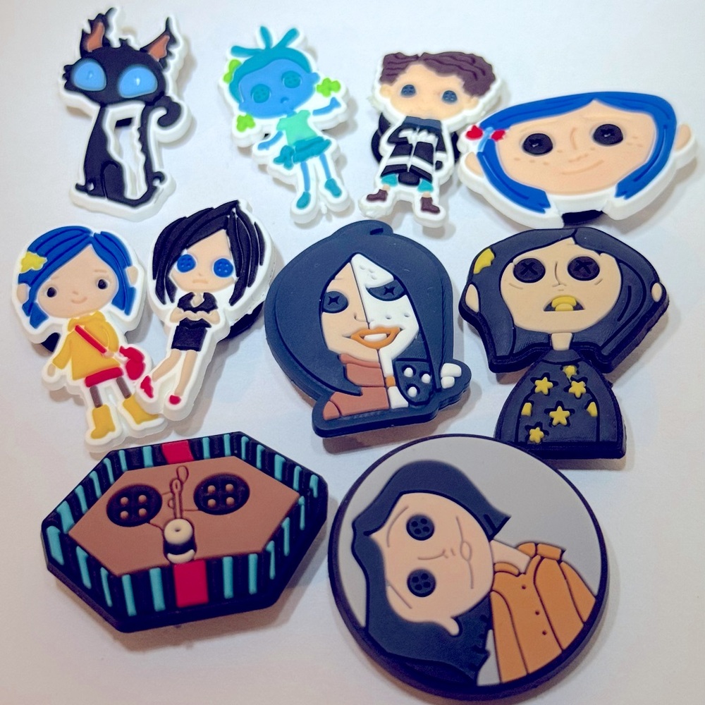 (10 for $16) 10 Coraline Croc Charms Jibbit Shoe Charm Disney Croc Charms